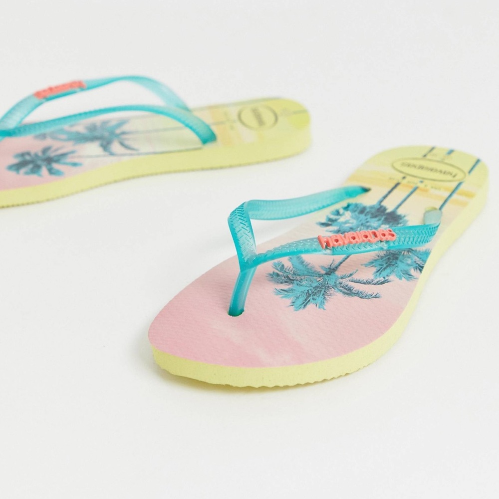 Havaianas Tropical Palm Print Slim Flip Flops